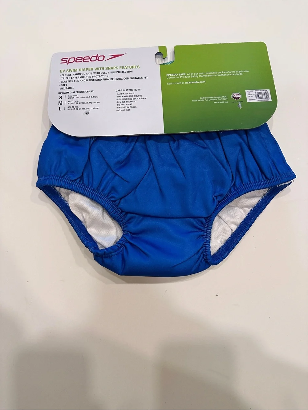 Speedo Kids Reusable Blue Crab Swim Diaper NWT 18M